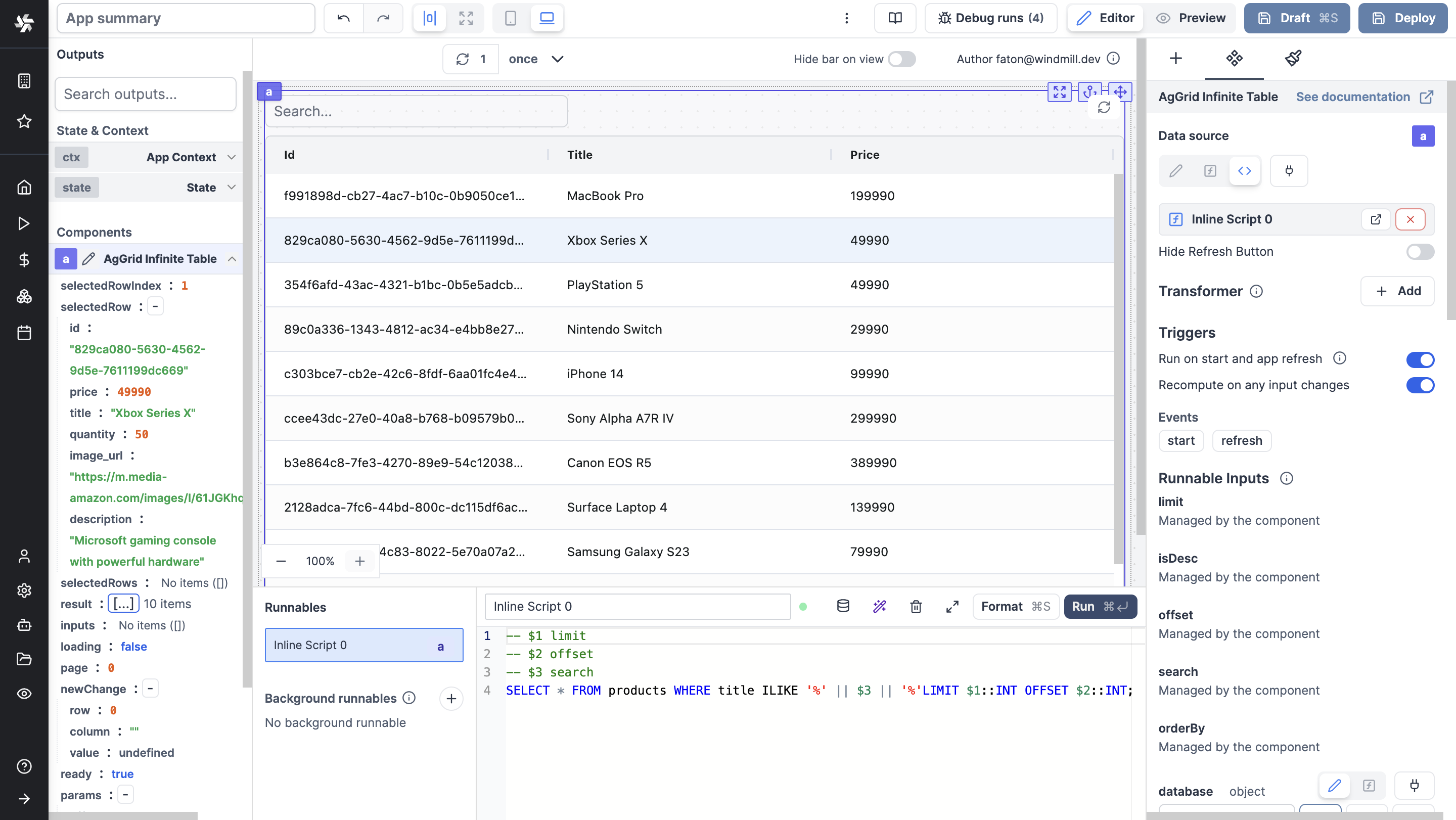 AgGrid Infinite Table